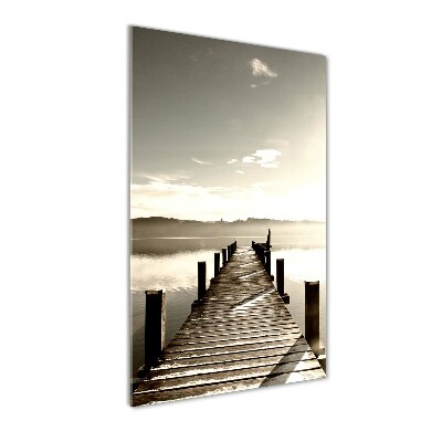 Cuadro de vidrio templado 4mm para pared vertical Muelle de madera