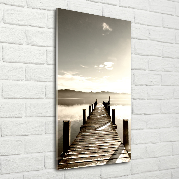 Cuadro de vidrio templado 4mm para pared vertical Muelle de madera