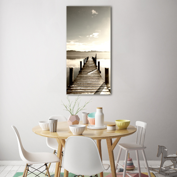 Cuadro de vidrio templado 4mm para pared vertical Muelle de madera