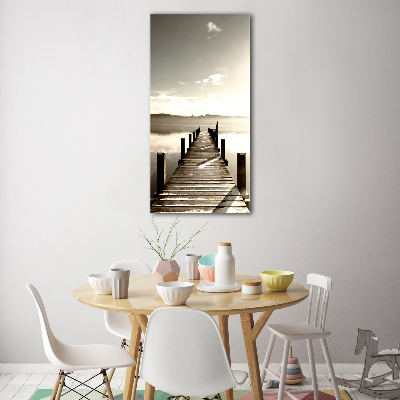 Cuadro de vidrio templado 4mm para pared vertical Muelle de madera