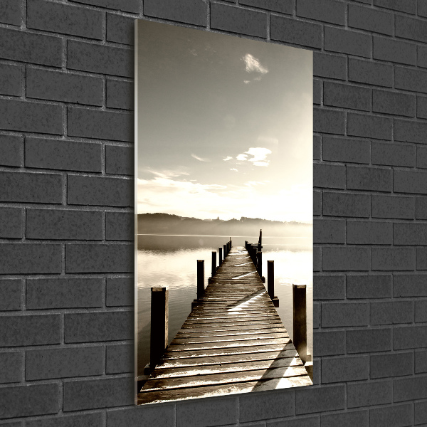Cuadro de vidrio templado 4mm para pared vertical Muelle de madera
