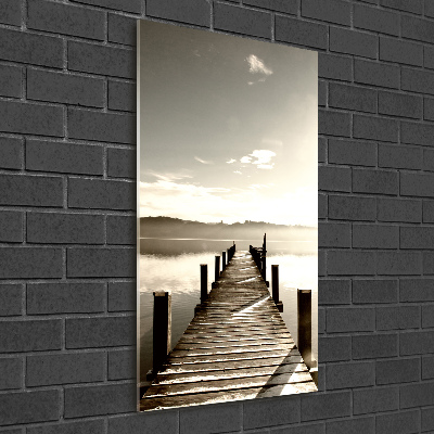 Cuadro de vidrio templado 4mm para pared vertical Muelle de madera