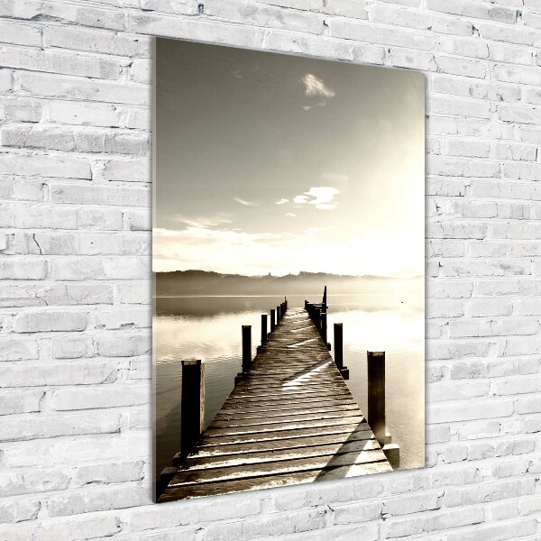 Cuadro de vidrio templado 4mm para pared vertical Muelle de madera
