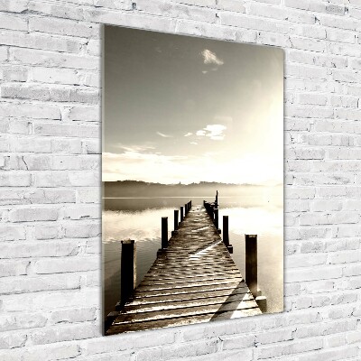 Cuadro de vidrio templado 4mm para pared vertical Muelle de madera