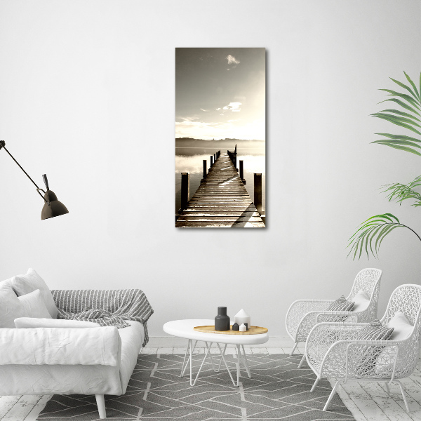 Cuadro de vidrio templado 4mm para pared vertical Muelle de madera