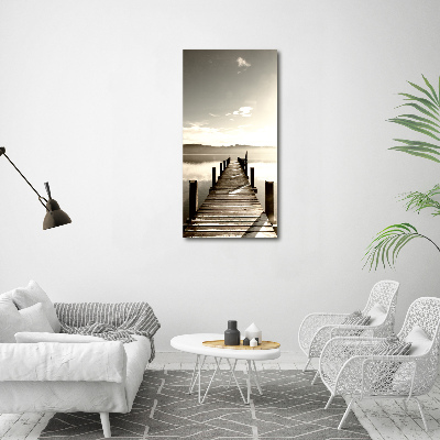 Cuadro de vidrio templado 4mm para pared vertical Muelle de madera