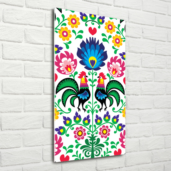 Cuadro de cristal moderno efecto brillo vertical Patrón étnico