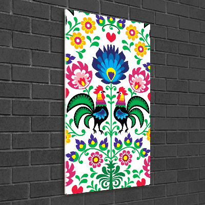 Cuadro de cristal moderno efecto brillo vertical Patrón étnico