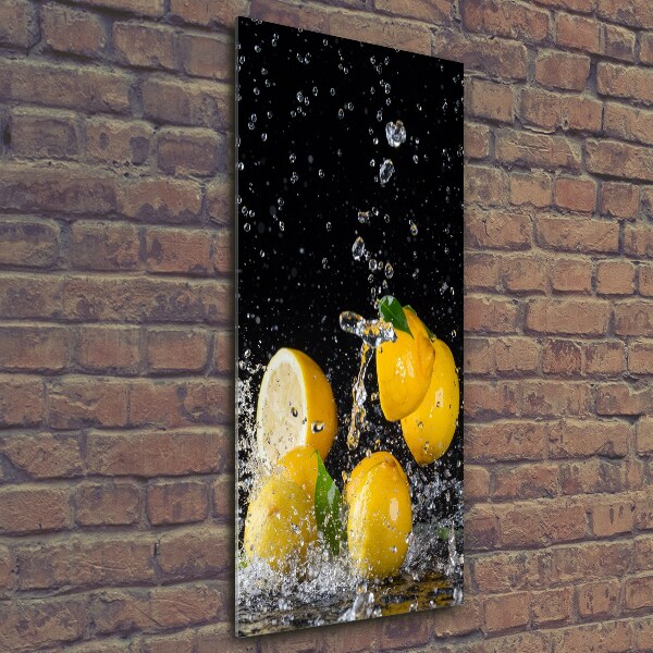 Cuadro de cristal moderno efecto brillo vertical Limón