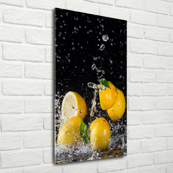 Cuadro de cristal moderno efecto brillo vertical Limón