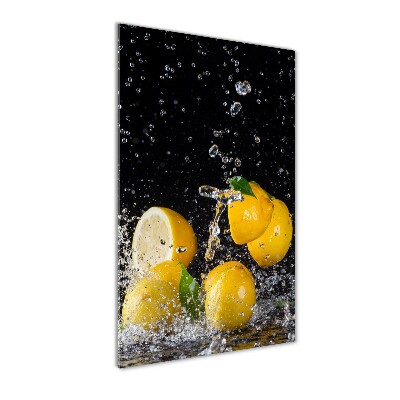 Cuadro de cristal moderno efecto brillo vertical Limón