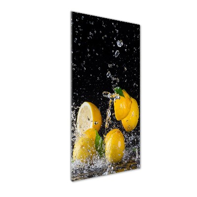 Cuadro de cristal moderno efecto brillo vertical Limón