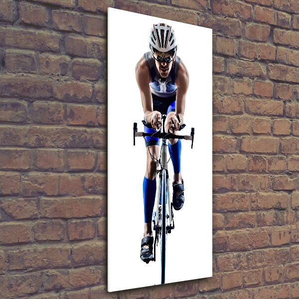 Fotocuadro de cristal elegante para hogar vertical Ciclista