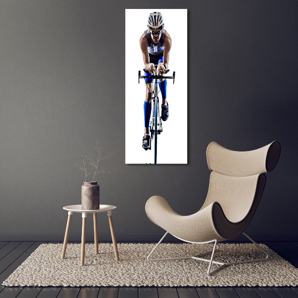 Fotocuadro de cristal elegante para hogar vertical Ciclista