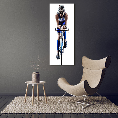 Fotocuadro de cristal elegante para hogar vertical Ciclista