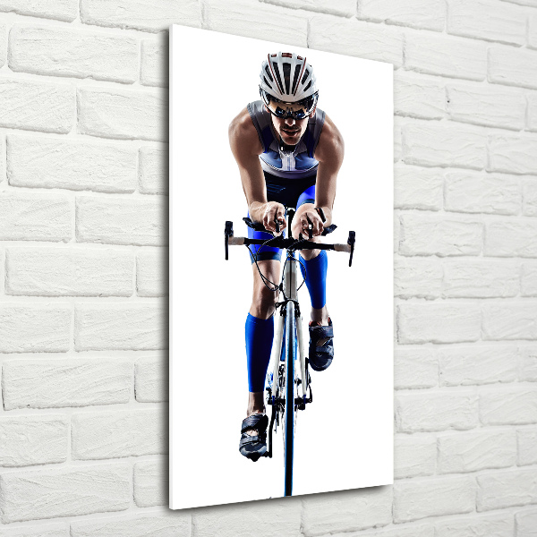 Fotocuadro de cristal elegante para hogar vertical Ciclista