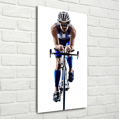 Fotocuadro de cristal elegante para hogar vertical Ciclista