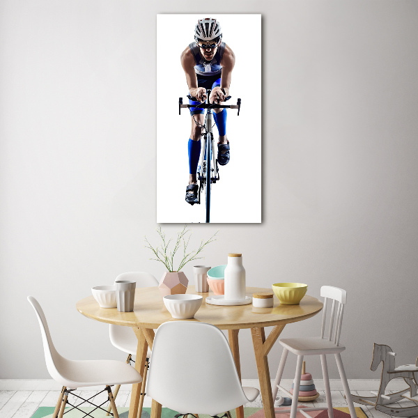Fotocuadro de cristal elegante para hogar vertical Ciclista