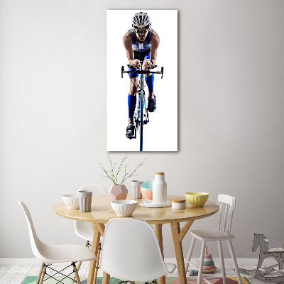 Fotocuadro de cristal elegante para hogar vertical Ciclista