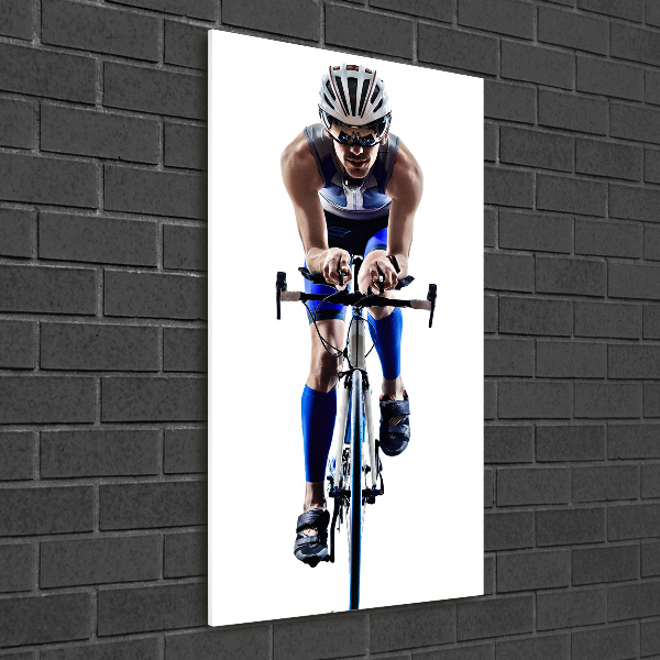 Fotocuadro de cristal elegante para hogar vertical Ciclista