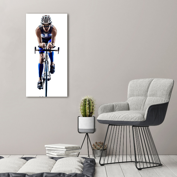 Fotocuadro de cristal elegante para hogar vertical Ciclista