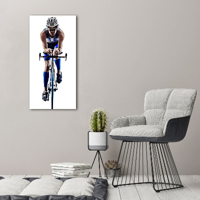 Fotocuadro de cristal elegante para hogar vertical Ciclista