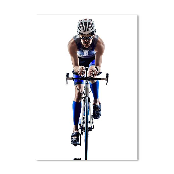 Fotocuadro de cristal elegante para hogar vertical Ciclista