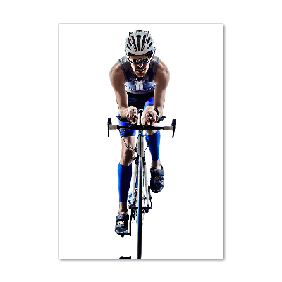 Fotocuadro de cristal elegante para hogar vertical Ciclista