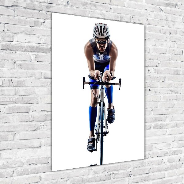 Fotocuadro de cristal elegante para hogar vertical Ciclista