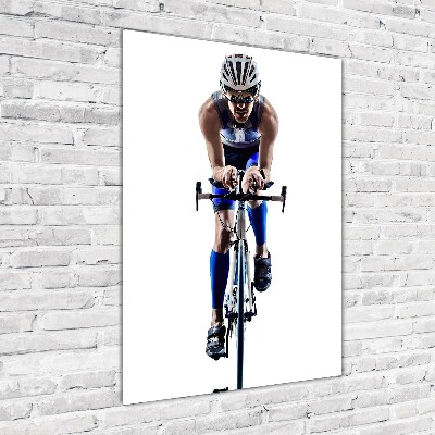 Fotocuadro de cristal elegante para hogar vertical Ciclista