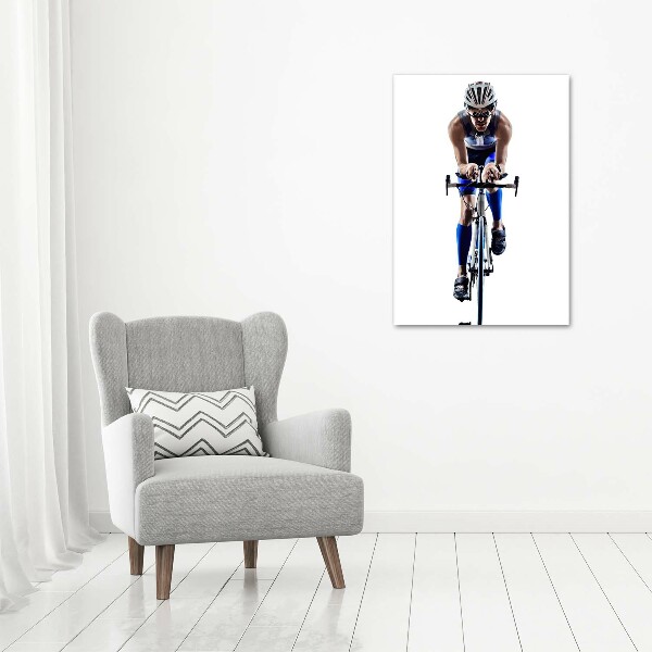 Fotocuadro de cristal elegante para hogar vertical Ciclista