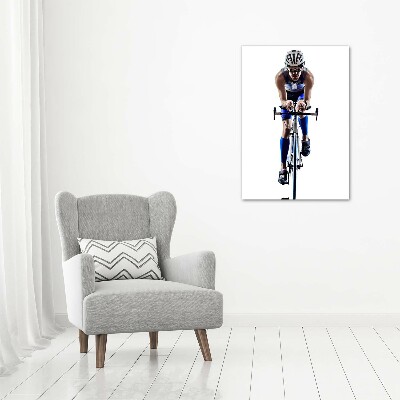 Fotocuadro de cristal elegante para hogar vertical Ciclista