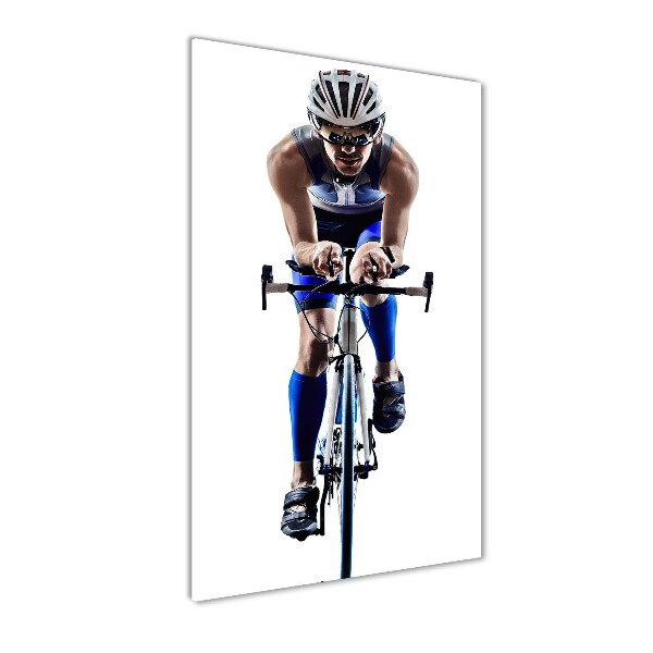 Fotocuadro de cristal elegante para hogar vertical Ciclista