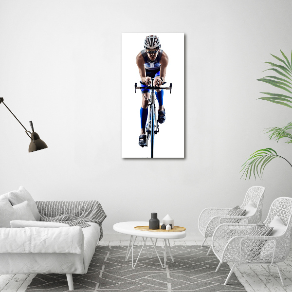 Fotocuadro de cristal elegante para hogar vertical Ciclista