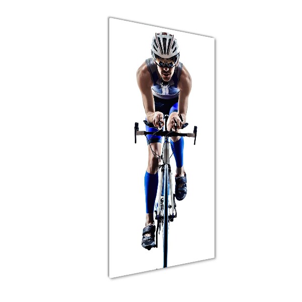 Fotocuadro de cristal elegante para hogar vertical Ciclista