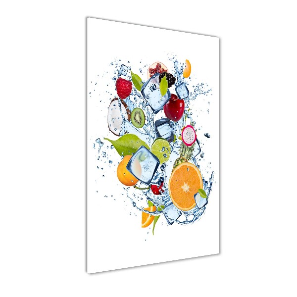 Cuadro decorativo en cristal con canto pulido vertical Fruta y hielo