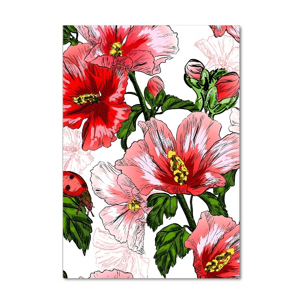 Cuadro de vidrio templado 4mm para pared vertical Hibisco