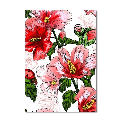 Cuadro de vidrio templado 4mm para pared vertical Hibisco