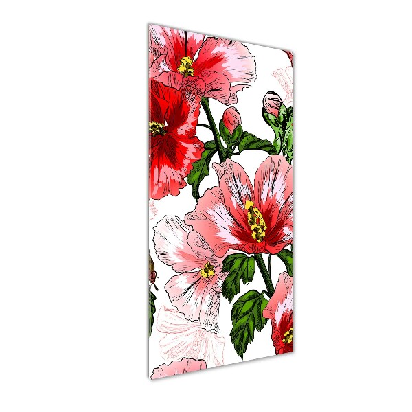 Cuadro de vidrio templado 4mm para pared vertical Hibisco
