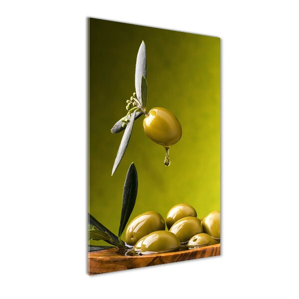 Cuadro de vidrio templado 4mm para pared vertical Aceite de oliva