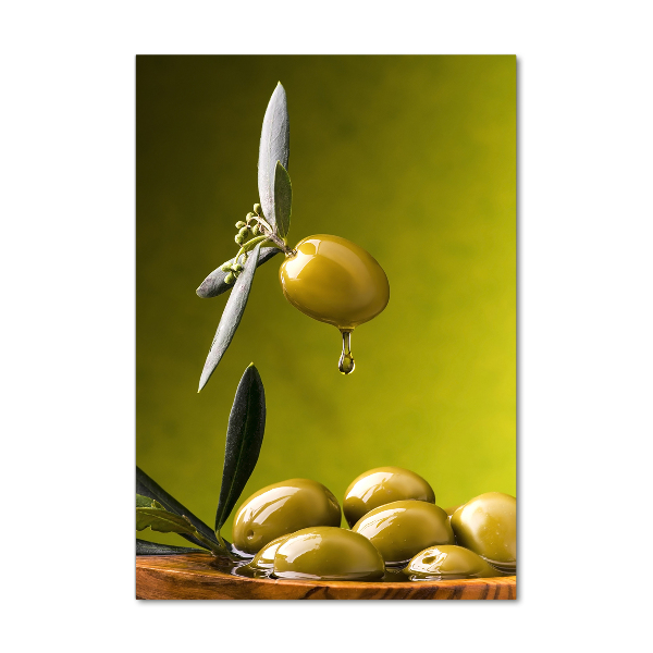 Cuadro de vidrio templado 4mm para pared vertical Aceite de oliva