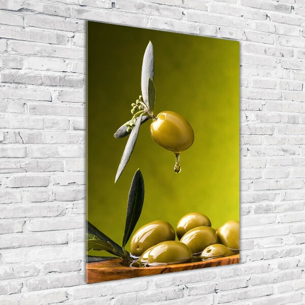 Cuadro de vidrio templado 4mm para pared vertical Aceite de oliva