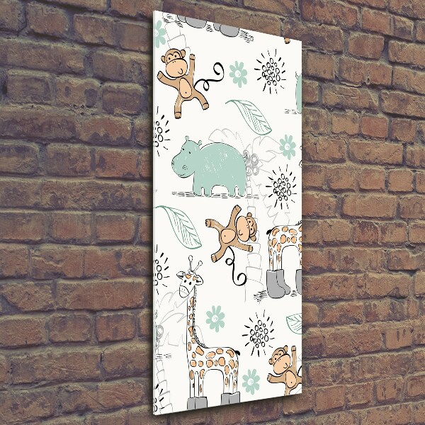 Cuadro de cristal moderno efecto brillo vertical Animales de África