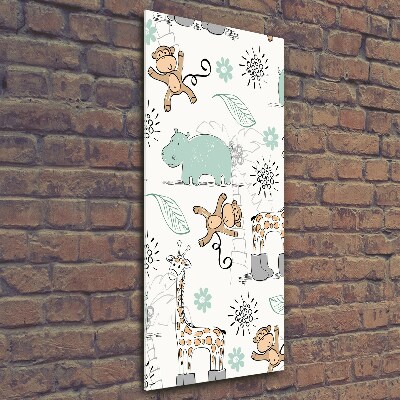 Cuadro de cristal moderno efecto brillo vertical Animales de África