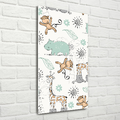 Cuadro de cristal moderno efecto brillo vertical Animales de África