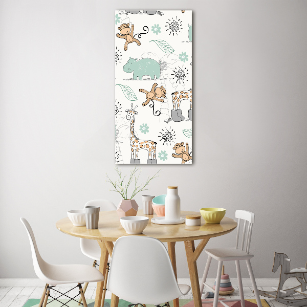 Cuadro de cristal moderno efecto brillo vertical Animales de África