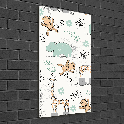 Cuadro de cristal moderno efecto brillo vertical Animales de África