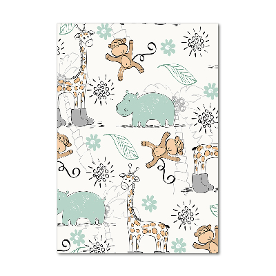 Cuadro de cristal moderno efecto brillo vertical Animales de África