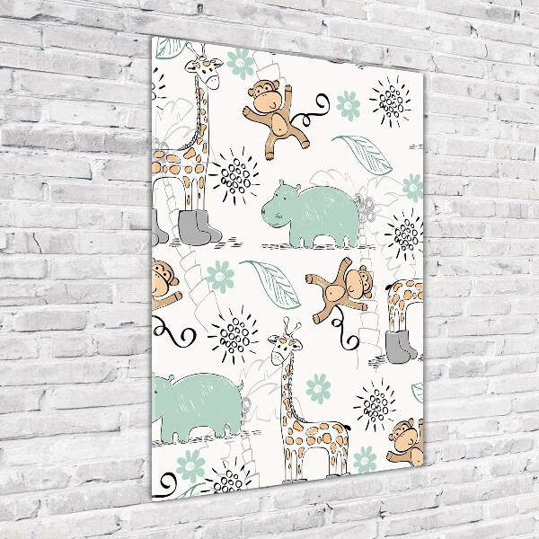 Cuadro de cristal moderno efecto brillo vertical Animales de África