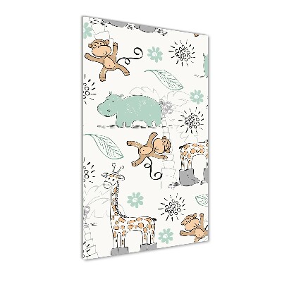 Cuadro de cristal moderno efecto brillo vertical Animales de África